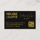 Black and Gold Wedding Album Foto Sharing QR Code Begleitkarte (Vorderseite)