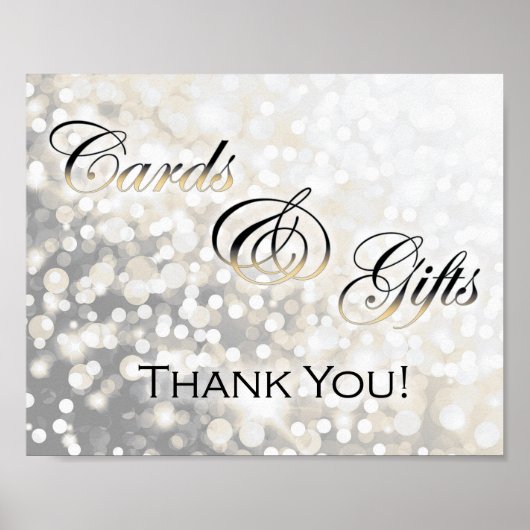 Black and Gold Wedding Cards and Gifts Sign Poster (Vorne)