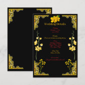 Black and Gold Wedding Enclosure Card Begleitkarte (Vorne/Hinten)