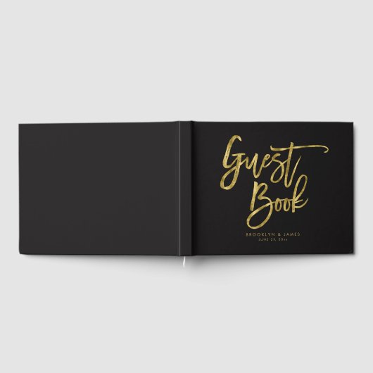 Black and Gold Wedding Gästebuch (Voll)