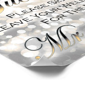 Black and Gold Wedding Gästebuchunterschrift Poster (Ecke)