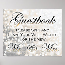 Black and Gold Wedding Gästebuchunterschrift Poster