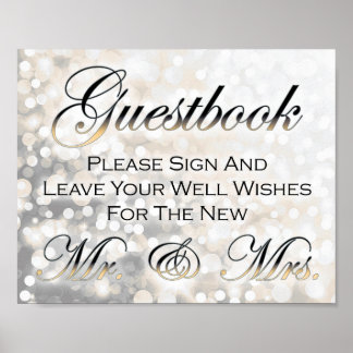 Black and Gold Wedding Gästebuchunterschrift Poster