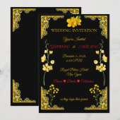 Black and Gold Wedding Invitation Einladung (Vorne/Hinten)