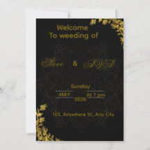 Black and Gold Wedding Invitation | Elegant Luxury