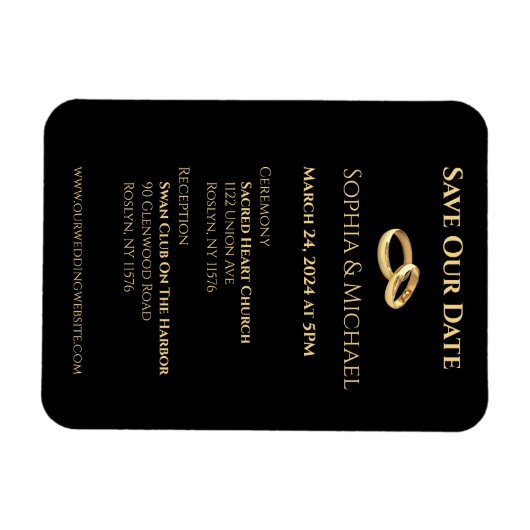 Black and Gold Wedding- Magnet (Horizontal)
