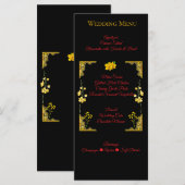 Black and Gold Wedding Menu Card Menükarte (Vorne/Hinten)