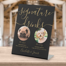 Black and Gold Wedding Pet Hunde Signature Drinks