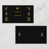 Black and Gold Wedding Place Card Platzkarte (Vorne/Hinten)