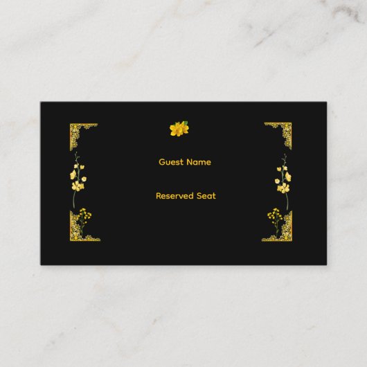 Black and Gold Wedding Place Card Platzkarte (Vorderseite)