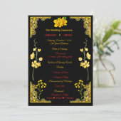 Black and Gold Wedding Program Programm (Stehend Vorderseite)