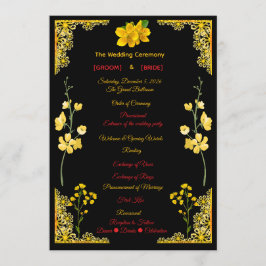 Black and Gold Wedding Program Programm