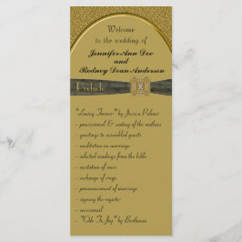 Black and Gold Wedding Program Rack Card Programm