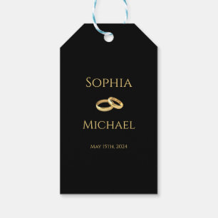 Black and Gold-Wedding Rings-Danke-Geschenk-Tag Geschenkanhänger