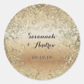 Black and Gold Wedding Siegel Runder Aufkleber (Vorderseite)