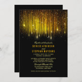 Black and Gold Wedding String Lights laden ein Einladung (Vorne/Hinten)