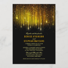 Black and Gold Wedding String Lights laden ein Einladung