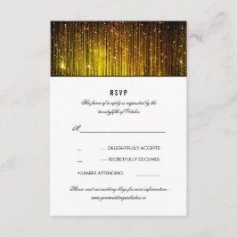 Black and Gold Wedding String Lights UAWG RSVP Karte