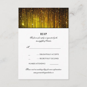 Black and Gold Wedding String Lights UAWG RSVP Karte