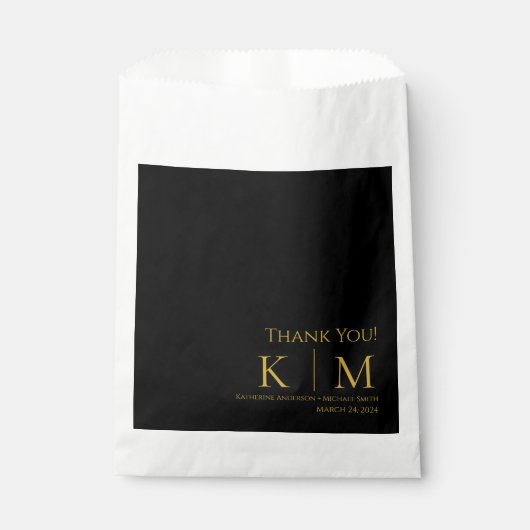 Black and Gold Wedding Vielen Dank - Geschenktütchen (Vorderseite)