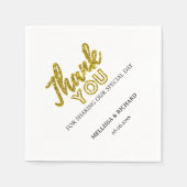 Black and Gold Wedding Vielen Dank Personalisiert Serviette (Vorderseite)