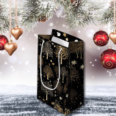 Black and Gold Weihnachtsgeschenktasche Kleine Geschenktüte