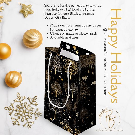 Black and Gold Weihnachtsgeschenktasche Kleine Geschenktüte