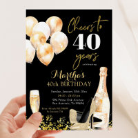 Black and Gold Wine Cheers Woman Adult Geburtstag