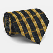 Black and Gold/Yellow Plaid Pattern Necktie Tie Krawatte (Gerollt)