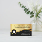 Black and Golden Real Anwesen Business Cards Visitenkarte (Stehend Vorderseite)