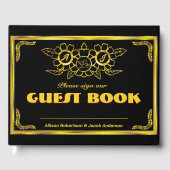 Black and Golden Wedding Guest Book Gästebuch (Vorderseite)