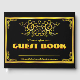 Black and Golden Wedding Guest Book Gästebuch