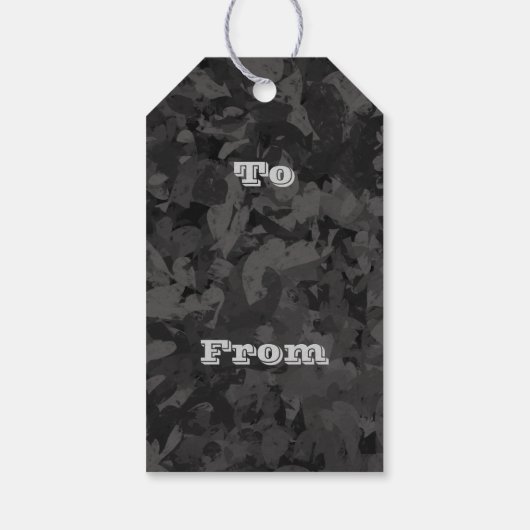 Black And Gray Abstract Graphic Art Design Geschenkanhänger (Rückseite)