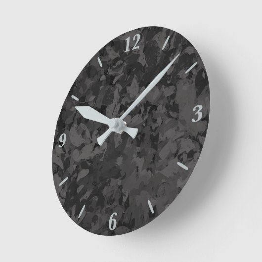 Black And Gray Abstract Graphic Art Design Runde Wanduhr (Winkel)