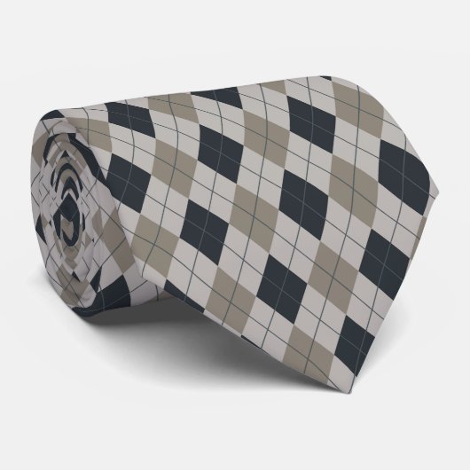 Black And Gray Argyle  Krawatte (Gerollt)