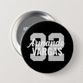 Black and Gray Athlete Jersey Number Button (Vorne & Hinten)