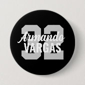 Black and Gray Athlete Jersey Number Button (Vorderseite)