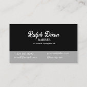 Black and Gray Barbershop Business Card Visitenkarte (Rückseite)