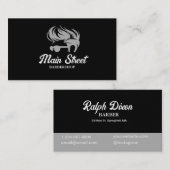 Black and Gray Barbershop Business Card Visitenkarte (Vorne/Hinten)