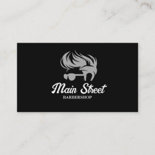 Black and Gray Barbershop Business Card Visitenkarte