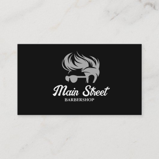 Black and Gray Barbershop Business Card Visitenkarte (Vorderseite)
