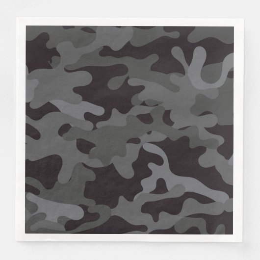 Black and Gray Camouflage Paper Dinner Napkins Serviette (Vorderseite)