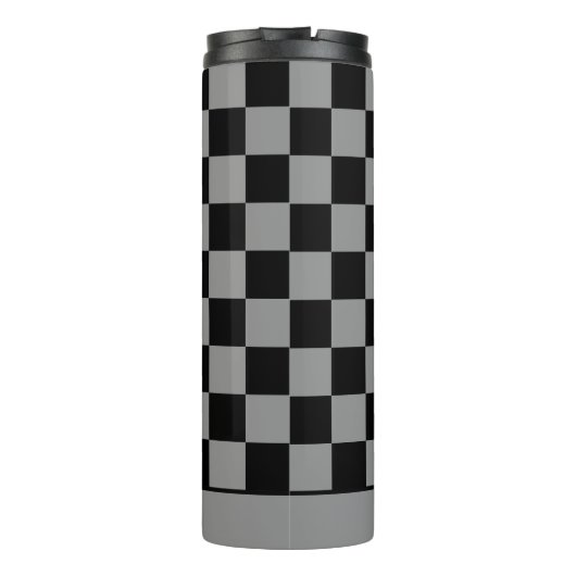 black and gray checkered monogram name thermosbecher (Rückseite)