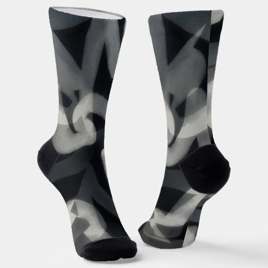 Black and Gray Crazy Socks Fun Socks Socken (Gewinkelt)