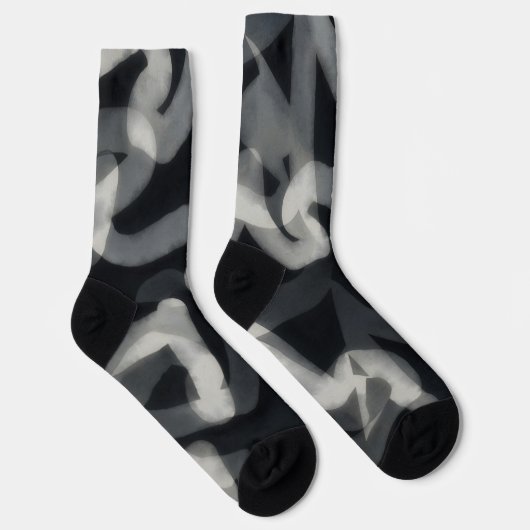 Black and Gray Crazy Socks Fun Socks Socken (Rechts)