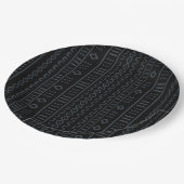 Black And Gray Designer Mudcloth Paper Plate Pappteller (Schrägansicht)