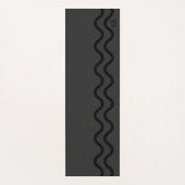 Black And Gray Modern Wavy Lines With Initials Yogamatte (Vorderseite)