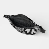 Black And Gray Retro Floral Art Seamless Pattern Bauchtasche (Offen)