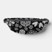 Black And Gray Retro Floral Art Seamless Pattern Bauchtasche (Ablage )