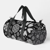 Black And Gray Retro Floral Art Seamless Pattern Duffle Bag (Rechte Ecke)